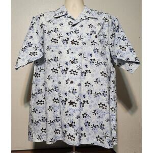 Orvis Hawaiian Short Sleeve Shirt Sz Large Button-up 100% Cotton Floral Pattern
